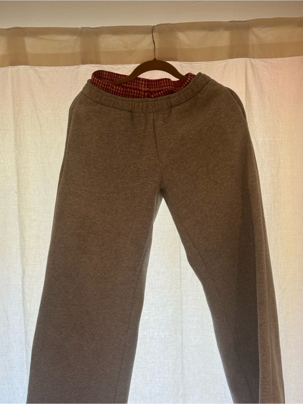 Edikted White and Red Gingham Boxer Top Sweatpants